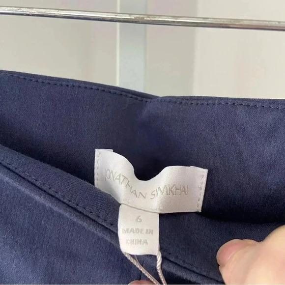 NWT Jonathan Simkhai Chase Front Slit Cotton-blend Pants Midnight size 6 - Picture 6 of 12